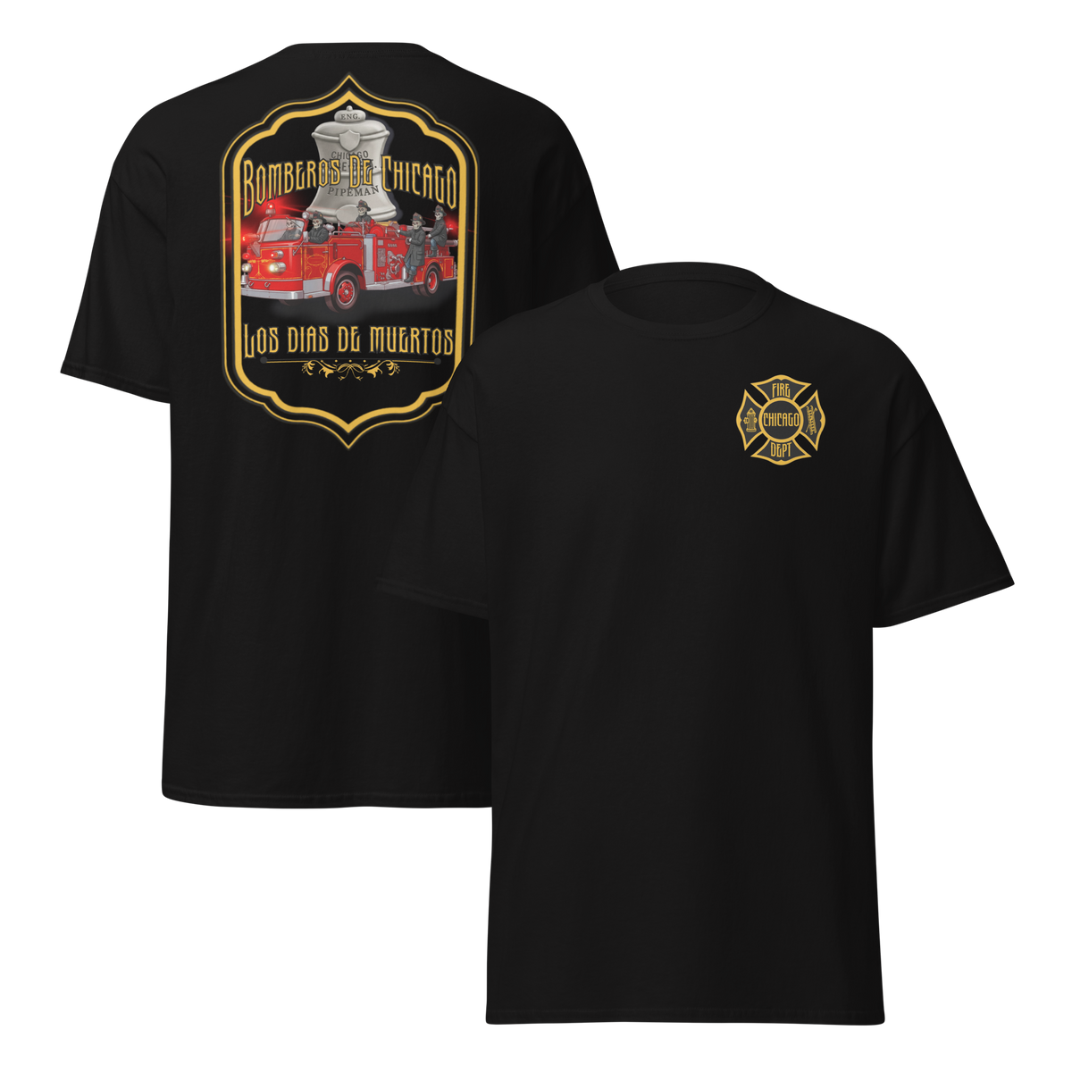 Bomberos De Chicago- Engine Co Hose & Bones Graphic Designs